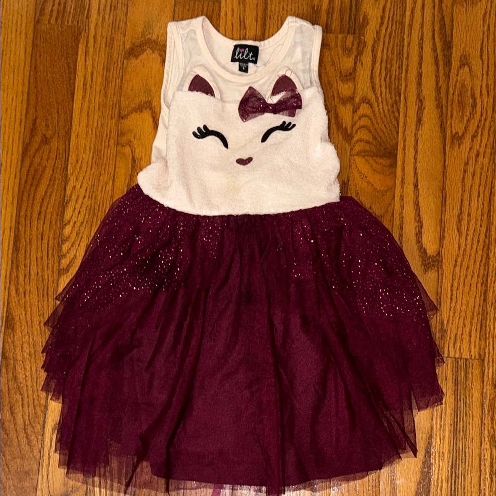 Lilt Cat Face Dress with Burgundy Skirt